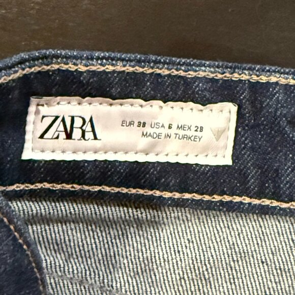 NWT Zara Womens Size 6 Slim Crop Flare Dark Wash Mid Rise Denim Jeans - Picture 6 of 12